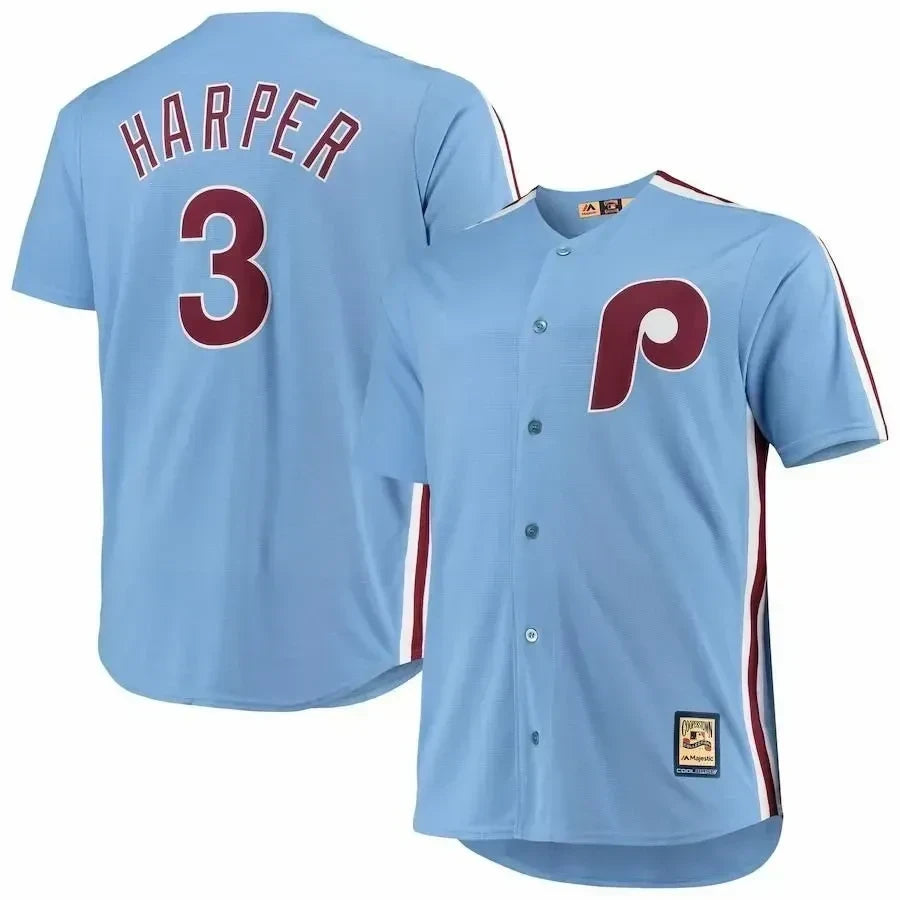 Bryce Harper Philadelphia Phillies Big And Tall Alternate Cool Base Player Jersey - Light Blue