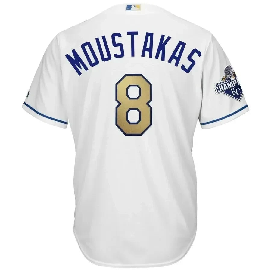 Mike Moustakas Kansas City Royals 2015 World Series Champions Gold Program Cool Base Player Jersey - White