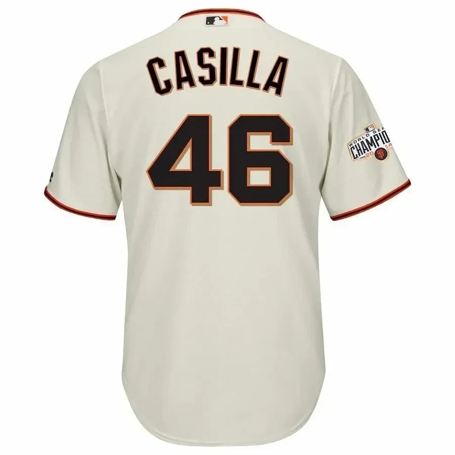 Santiago Casilla San Francisco Giants World Series Champions Cool Base Jersey - Cream