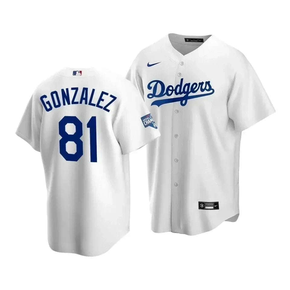 Men's Los Angeles Dodgers Victor Gonzalez 81 2020 World Series Champions White Home Jersey