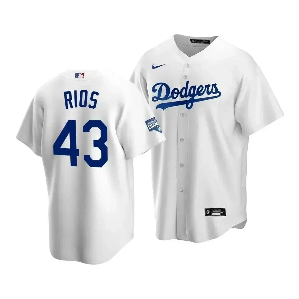 Men's Los Angeles Dodgers Edwin Rios 43 2020 World Series Champions White Home Jersey