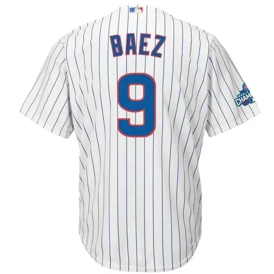 Javier Baez Chicago Cubs Home 2016 World Series Champions Team Logo Patch Player Jersey - White