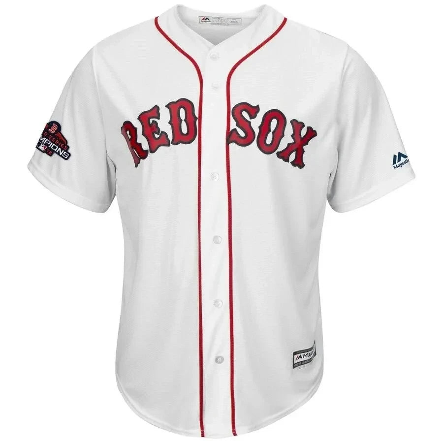 J.d. Martinez Boston Red Sox 2018 World Series Champions Team Logo Player Jersey - White