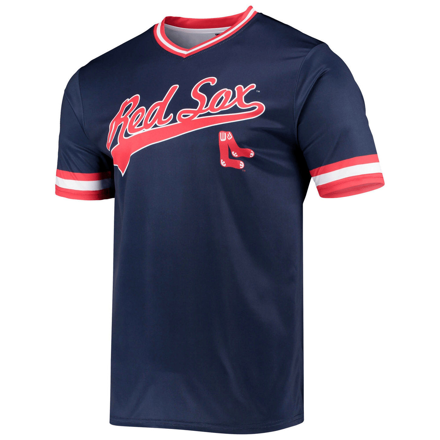 Men's Stitches Navy/Red Boston Red Sox Cooperstown Collection V-Neck Team Color Jersey Jersey