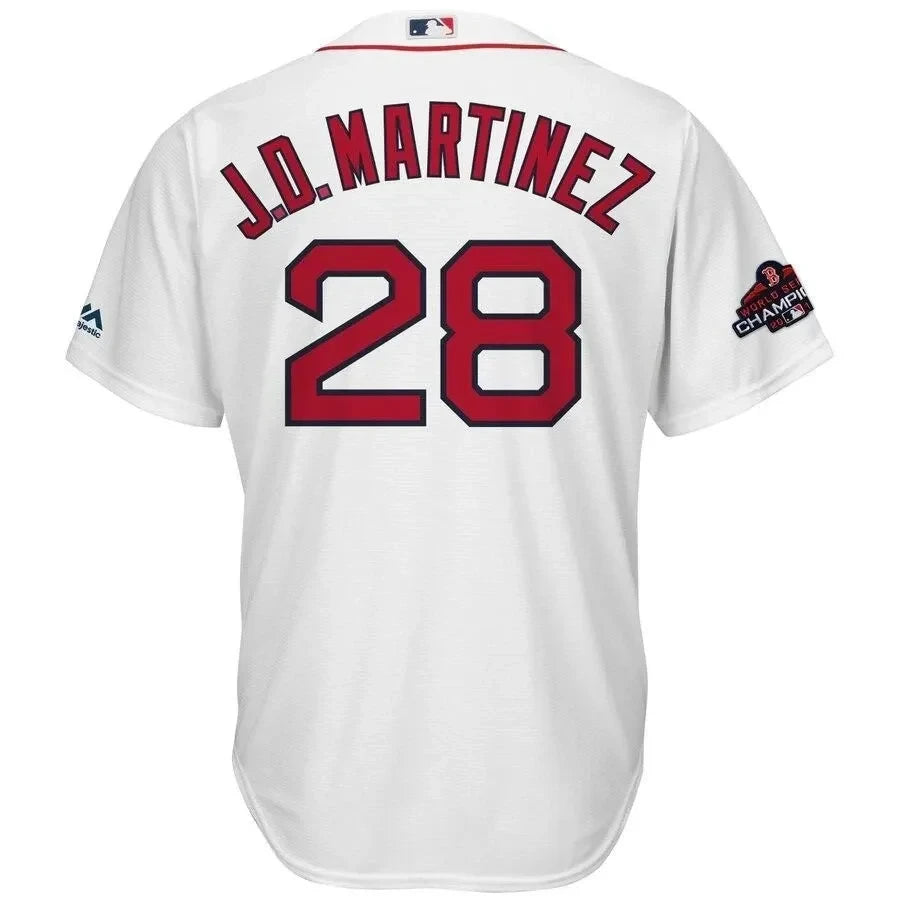 J.d. Martinez Boston Red Sox 2018 World Series Champions Team Logo Player Jersey - White