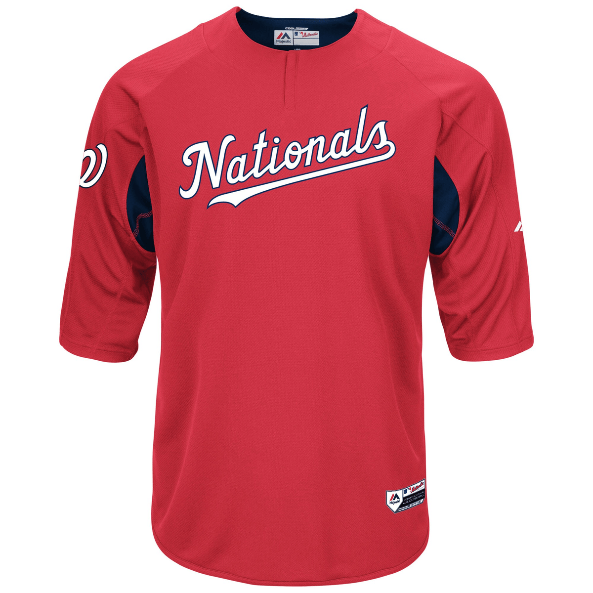 Men's Red/Navy Washington Nationals Collection On-Field 3/4-Sleeve Batting Practice Jersey Jersey