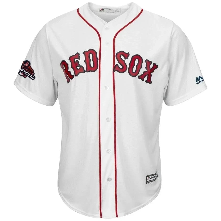 Mookie Betts Boston Red Sox 2018 World Series Champions Team Logo Player Jersey - White