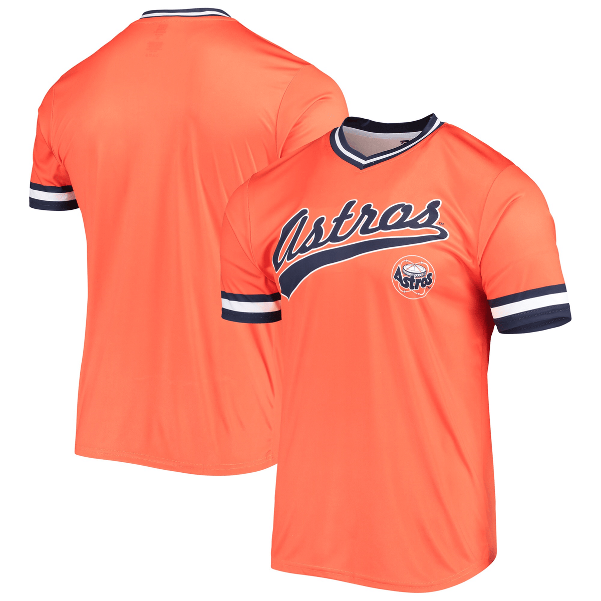 Men's Stitches Orange/Navy Houston Astros Cooperstown Collection V-Neck Team Color Jersey Jersey