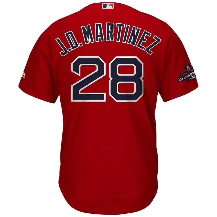 J.d. Martinez Boston Red Sox 2018 World Series Champions Team Logo Player Jersey - Scarlet
