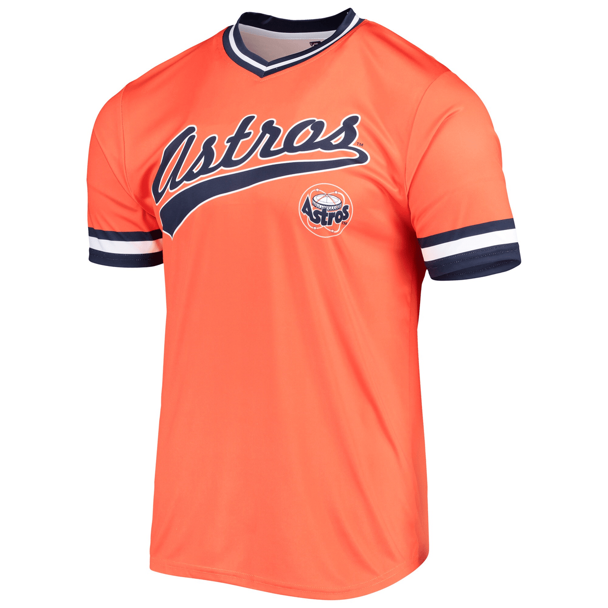 Men's Stitches Orange/Navy Houston Astros Cooperstown Collection V-Neck Team Color Jersey Jersey