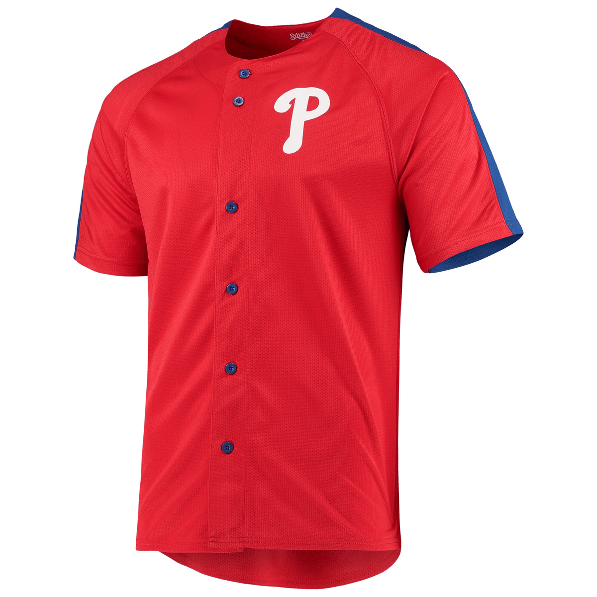Men's Stitches Red Philadelphia Phillies Logo Button-Up Jersey Jersey