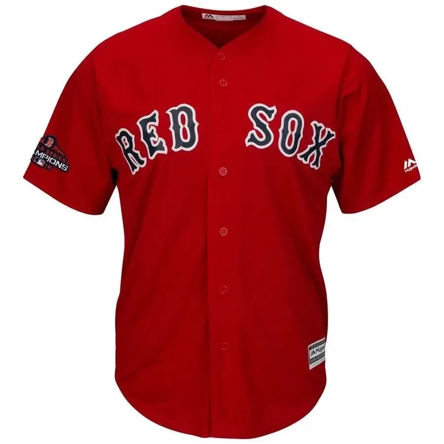Andrew Benintendi Boston Red Sox 2018 World Series Champions Team Logo Player Jersey - Scarlet