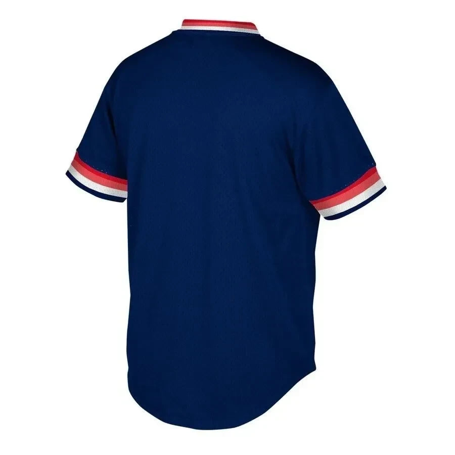 St. Louis Cardinals Mitchell And Ness Big And Tall Cooperstown Collection Mesh Wordmark V-neck Jersey - Navy