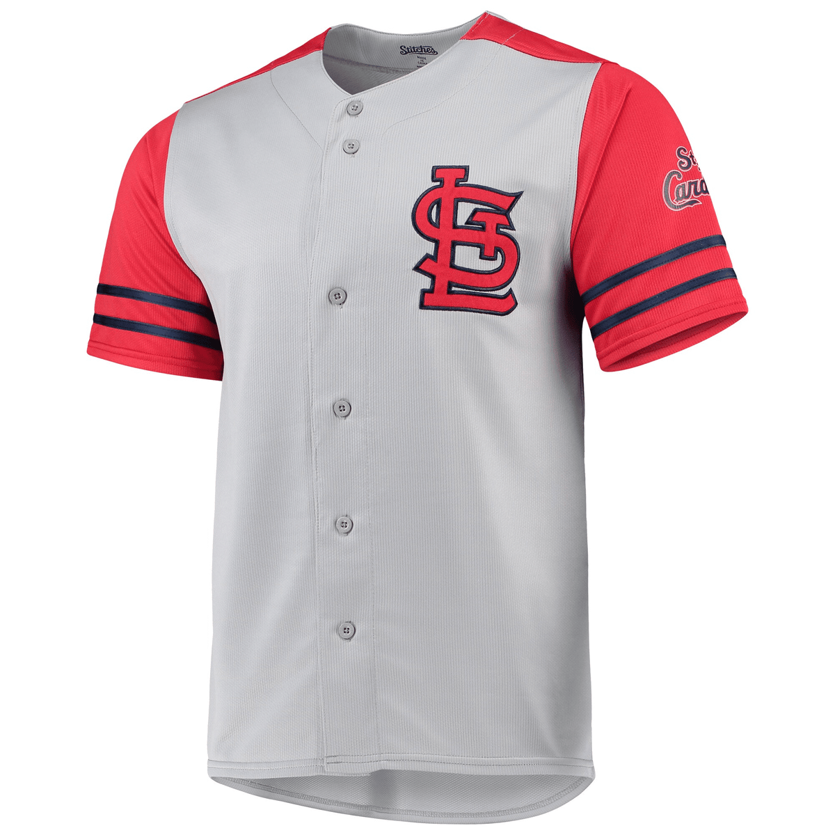 St. Louis Cardinals Stitches Button-Up Jersey - Gray/Red Jersey