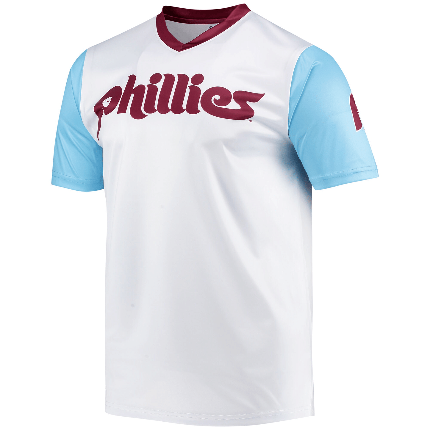 Men's Stitches White Philadelphia Phillies Cooperstown Collection Wordmark V-Neck Jersey Jersey