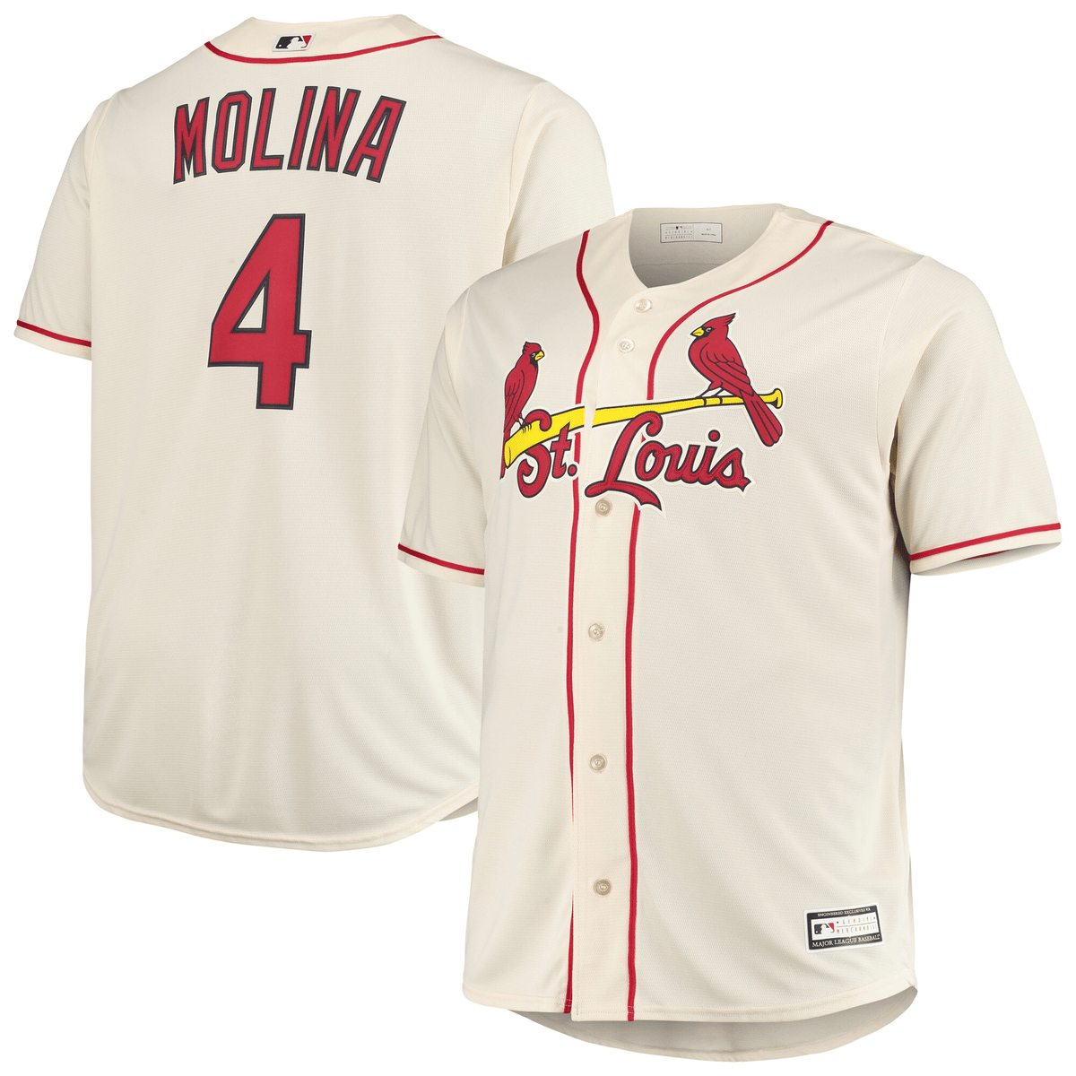 Men's Yadier Molina Cream St. Louis Cardinals Big & Tall Player Jersey Jersey