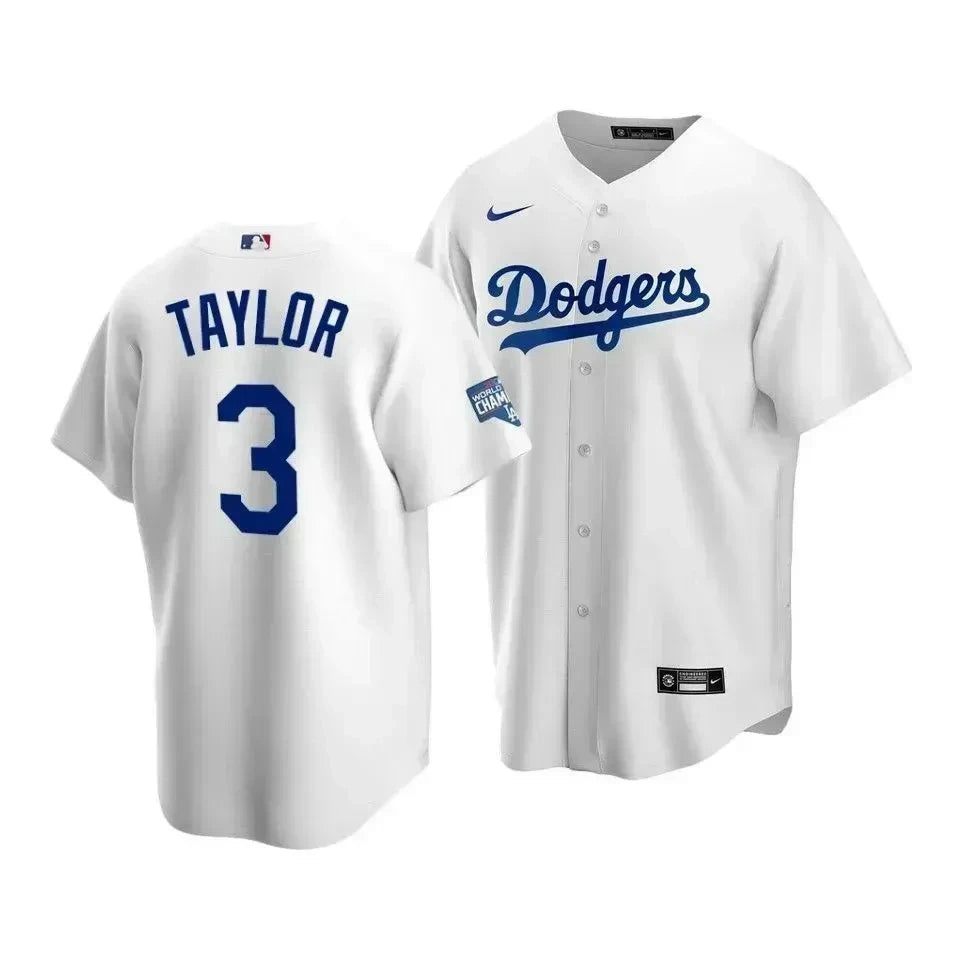 Men's Los Angeles Dodgers Chris Taylor 3 2020 World Series Champions White Home Jersey