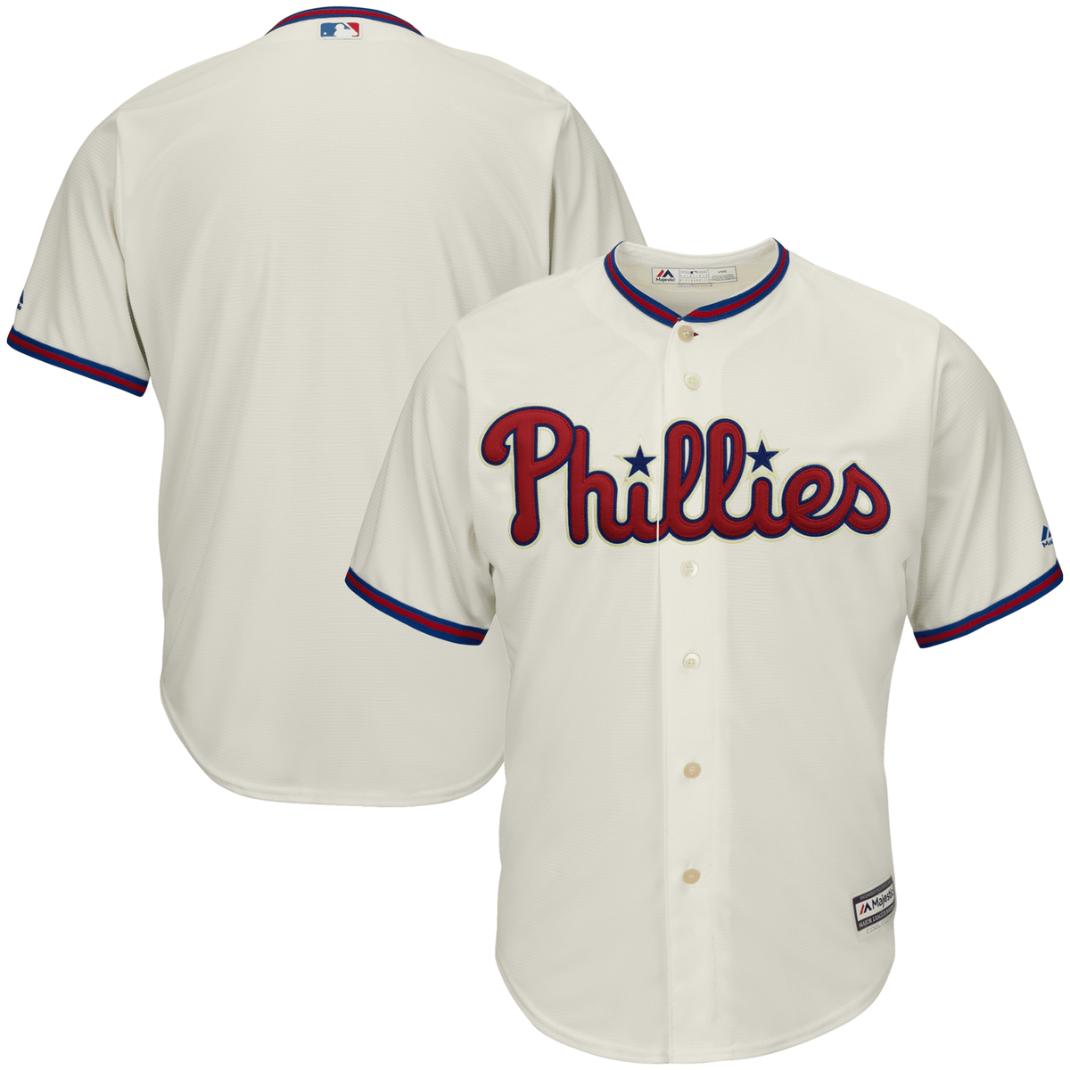 Men's White/Scarlet Philadelphia Phillies Home Official Cool Base Team Jersey Jersey