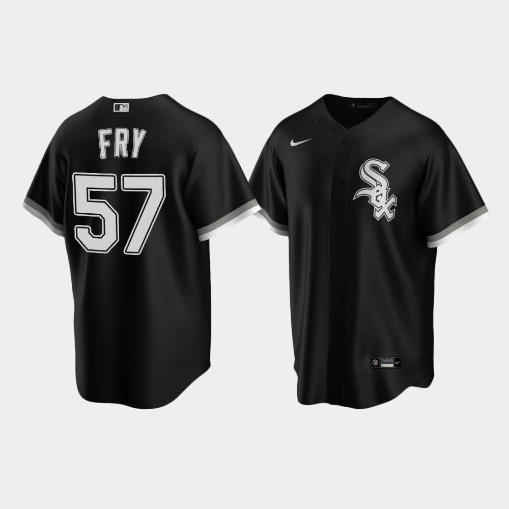Men's Chicago White Sox 57 Jace Fry Black Alternate Jersey Jersey