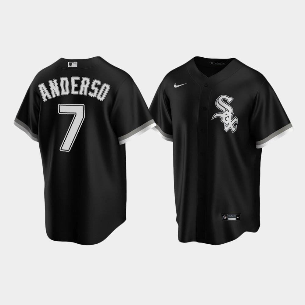 Men's Chicago White Sox 7 Tim Anderson Black Alternate Jersey Jersey