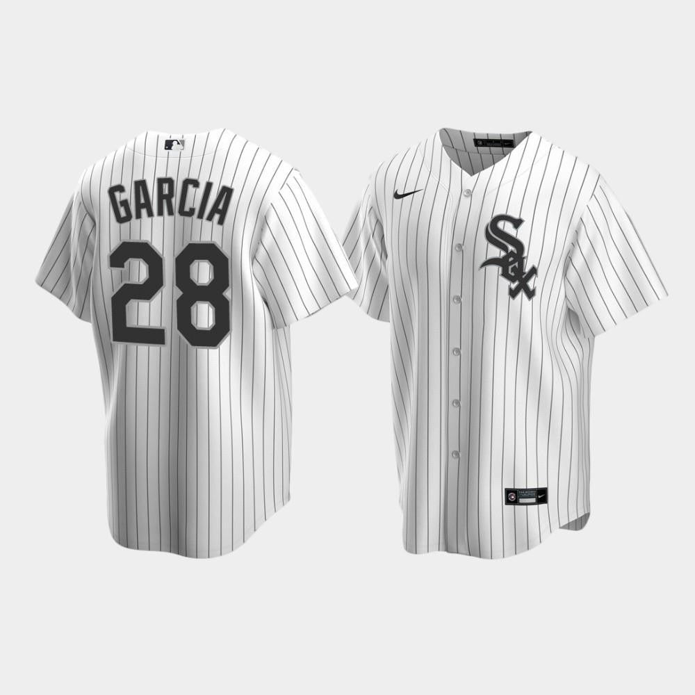 Men's Chicago White Sox 28 Leury Garcia White Home Jersey Jersey