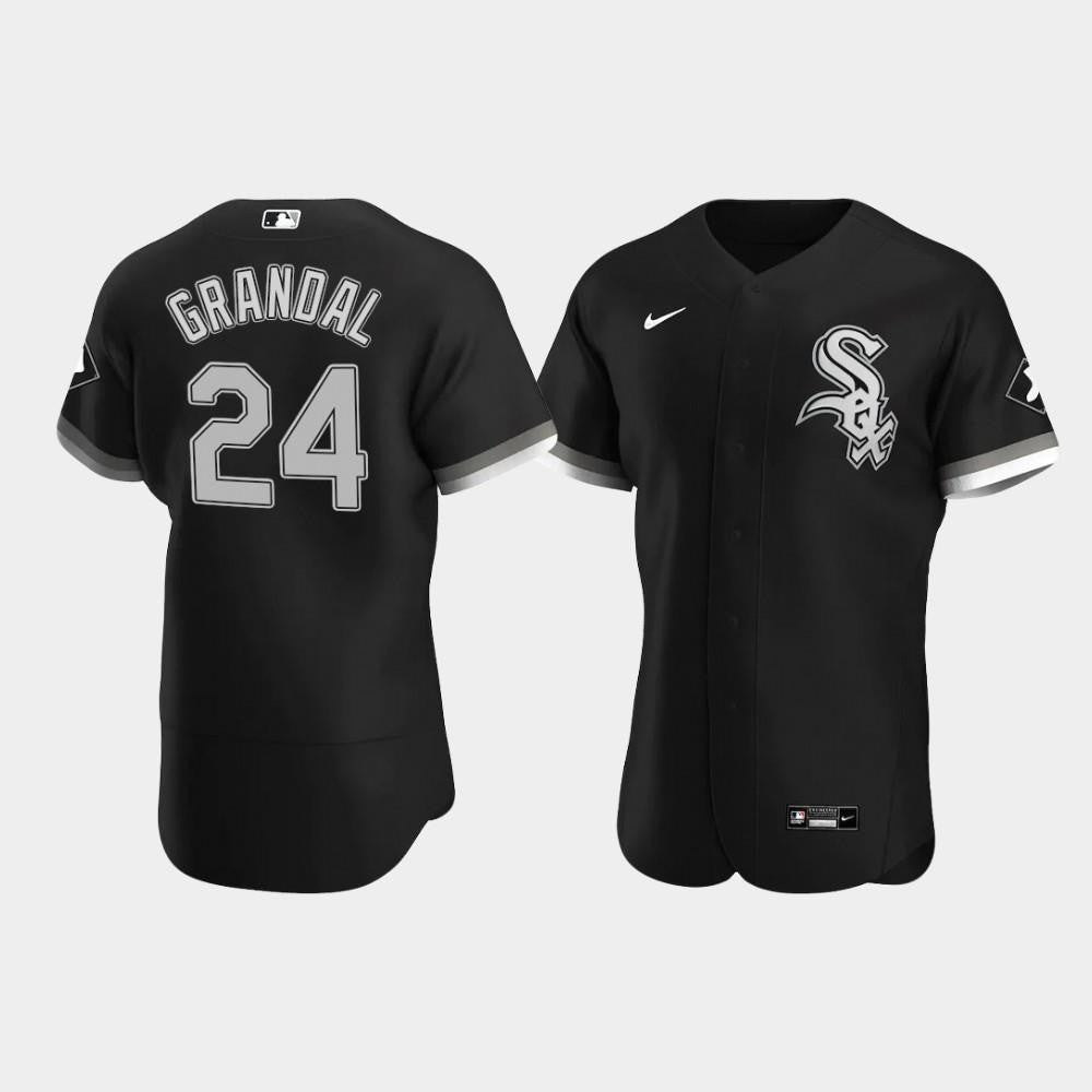 Men's Chicago White Sox 24 Yasmani Grandal Black Alternate Jersey Jersey
