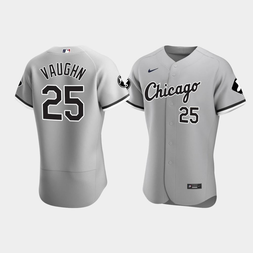 Men's Chicago White Sox Andrew Vaughn 25 Gray MR Patch Player Jersey Jersey