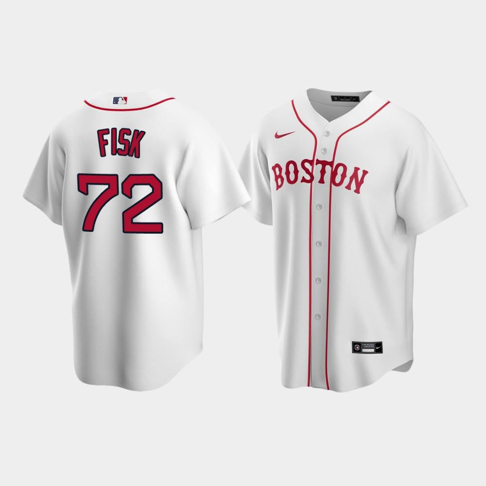 Men's Boston Red Sox Carlton Fisk 72 White Alternate Jersey Jersey
