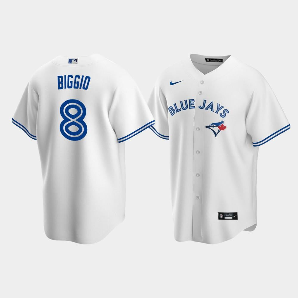 Men's Toronto Blue Jays 8 Cavan Biggio White Home Jersey Jersey