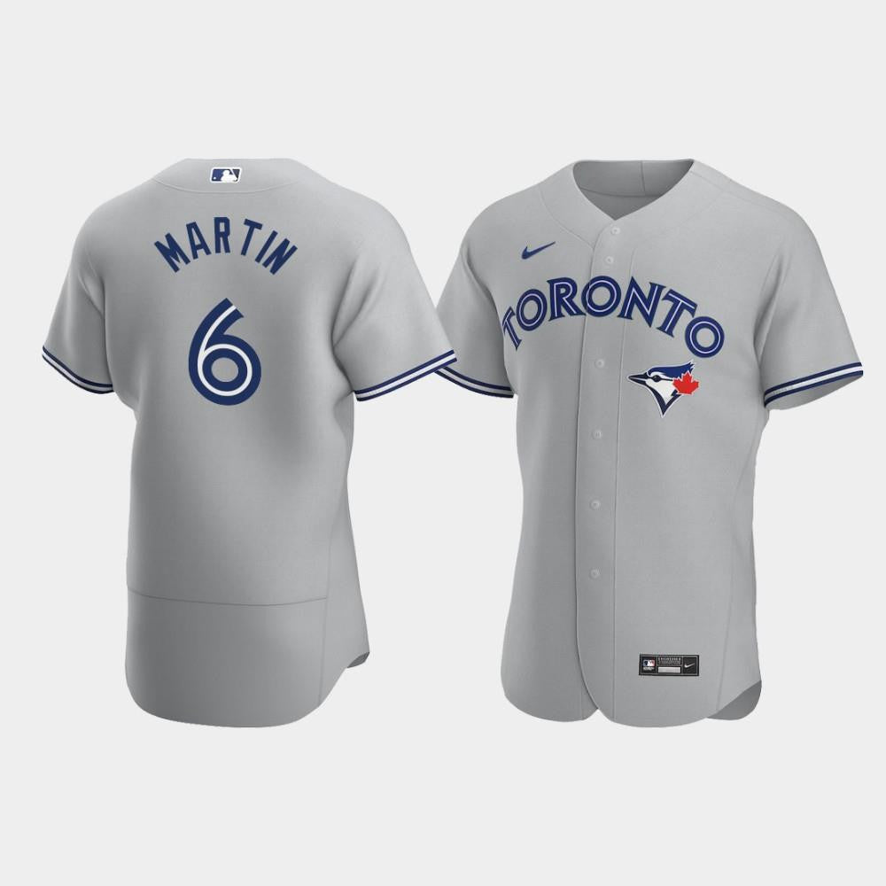 Men's Toronto Blue Jays 6 Austin Martin Gray Road Jersey Jersey