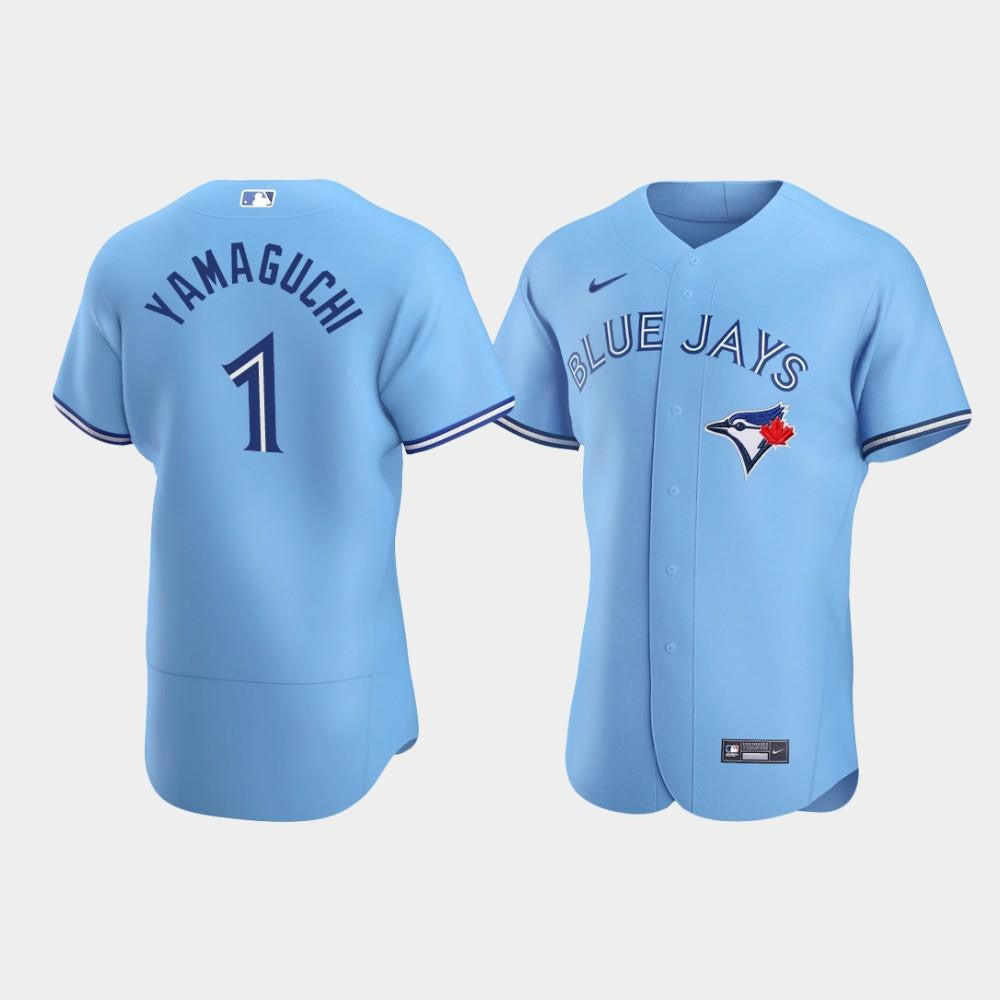 Men's Toronto Blue Jays 1 Shun Yamaguchi Powder Blue Alternate Jersey Jersey
