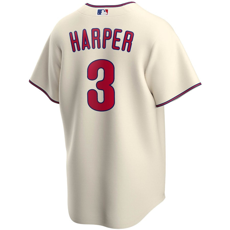 Bryce Harper 3 Philadelphia Phillies Alternate Player Name Jersey - Cream Jersey