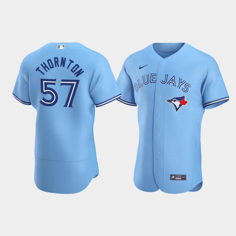 Men's Toronto Blue Jays 57 Trent Thornton Powder Blue Alternate Jersey Jersey