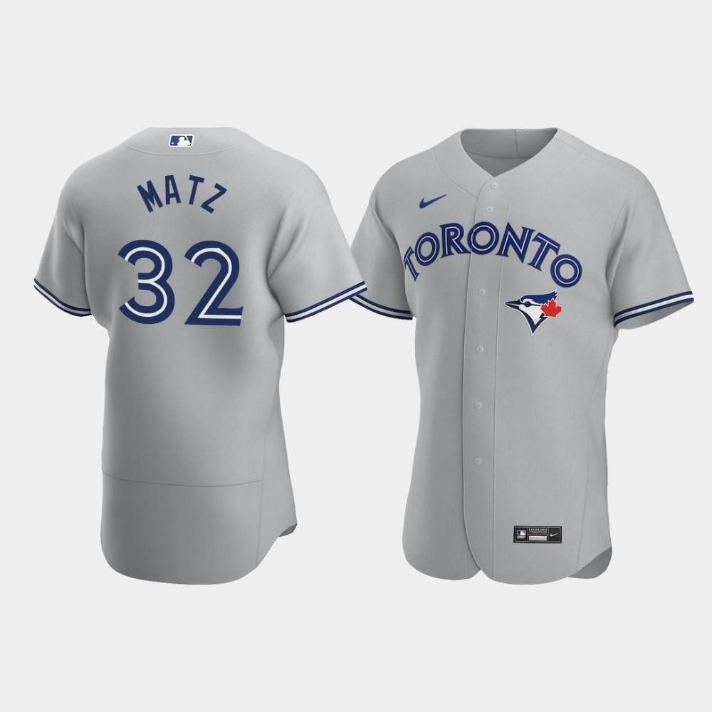 Men's Toronto Blue Jays 32 Steven Matz Gray Road Jersey Jersey