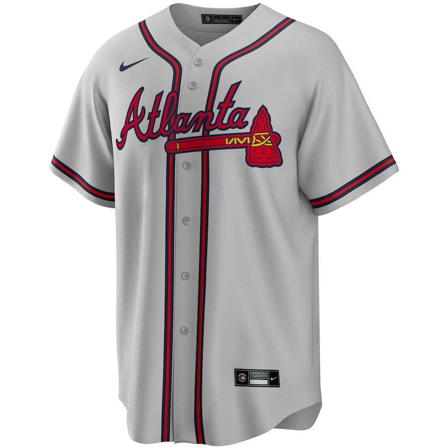 Ronald Acuna Jr. 13 Atlanta Braves Road Player Name Men Jersey - Gray Jersey