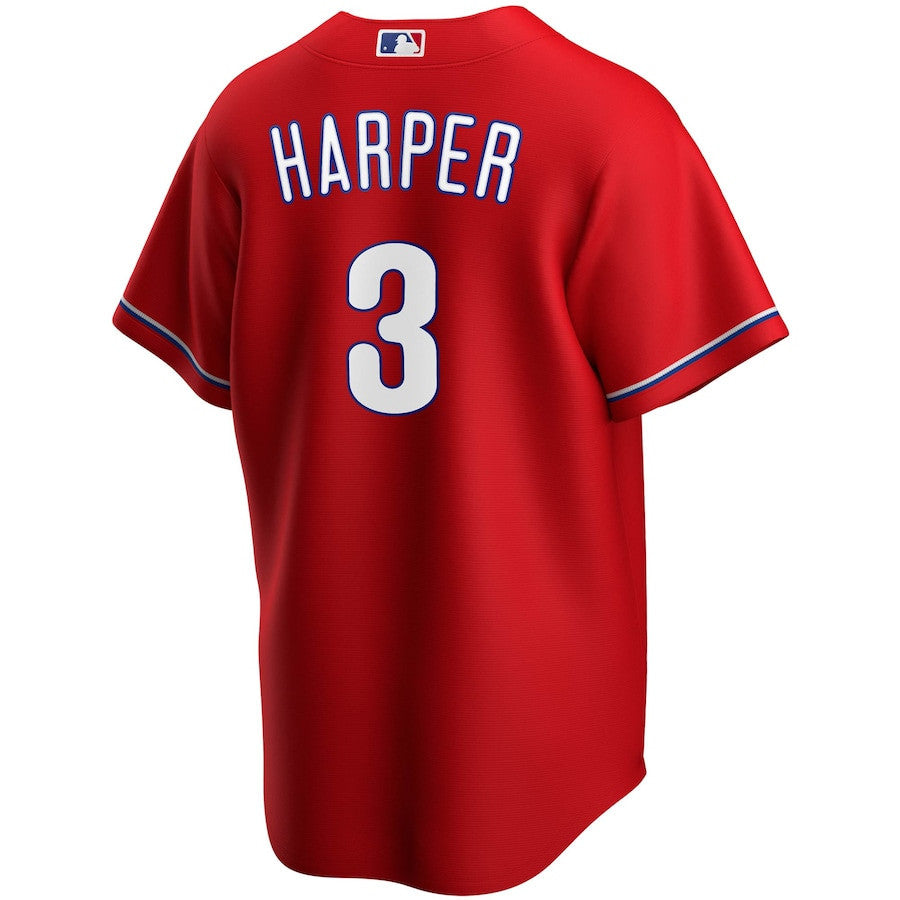 Bryce Harper 3 Philadelphia Phillies Alternate Player Men Jersey - Red Jersey