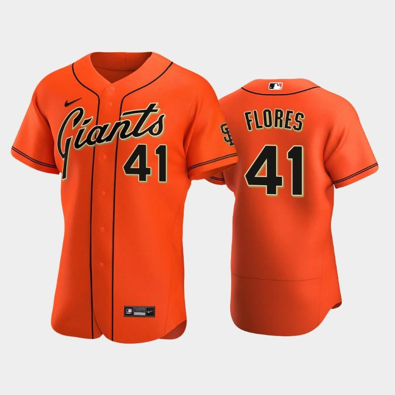 San Francisco Giants 41 Wilmer Flores Alternate Jersey Orange Jersey