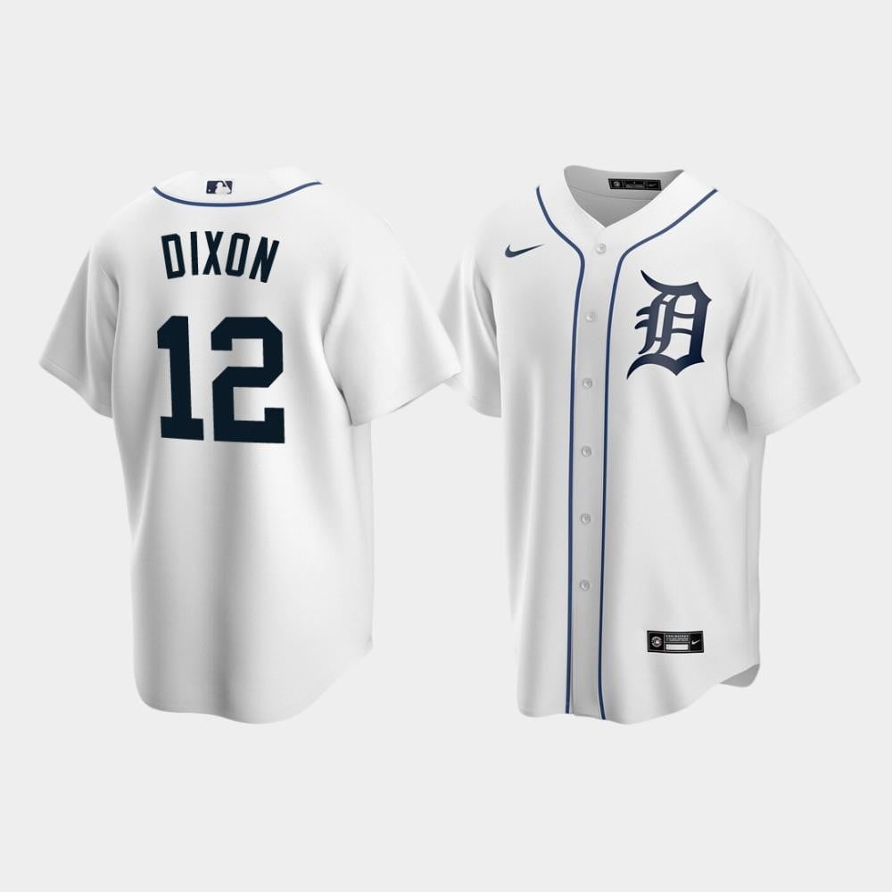Men's Detroit Tigers 12 Brandon Dixon White Home Jersey Jersey