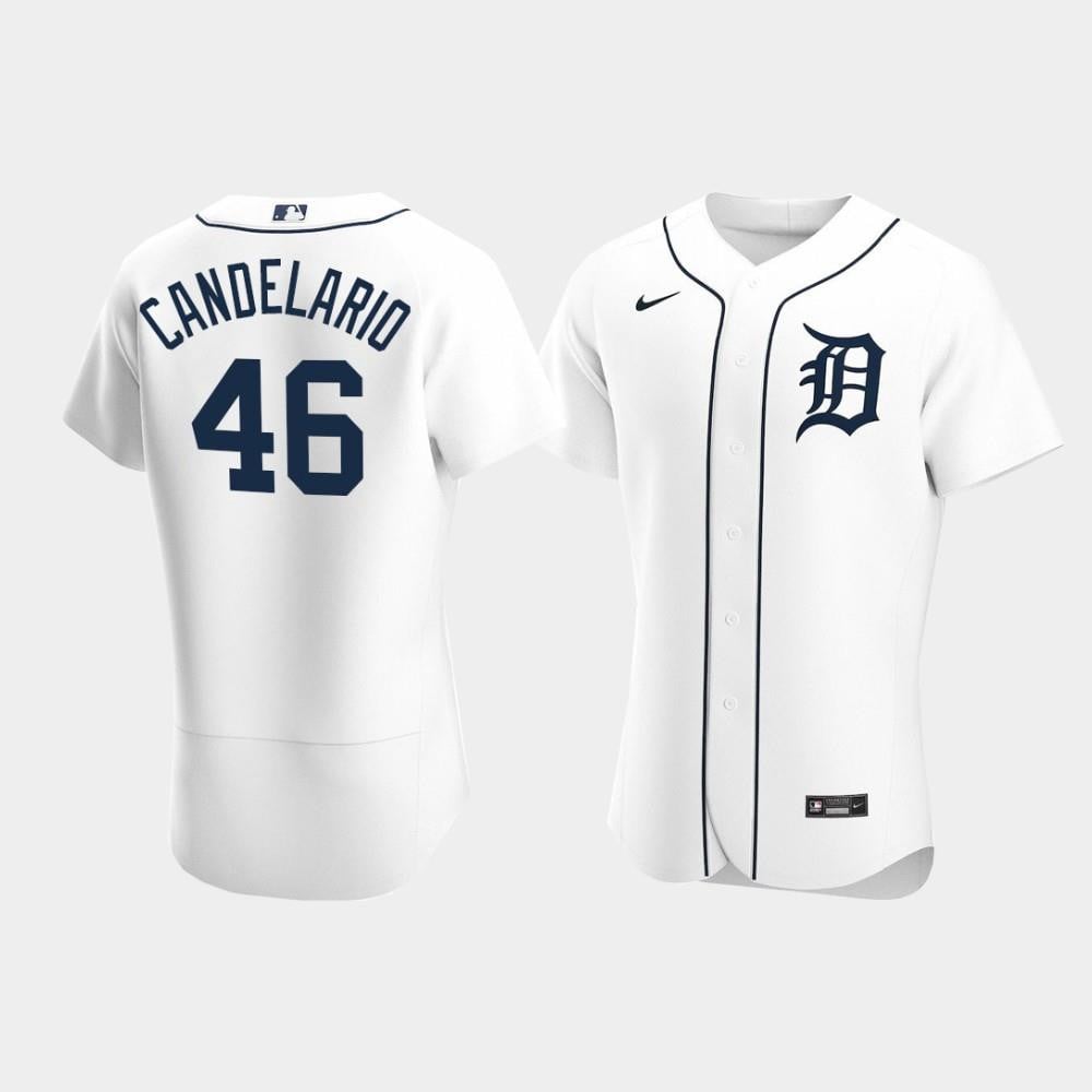Jeimer Candelario 46 Detroit Tigers White Home Jersey Jersey