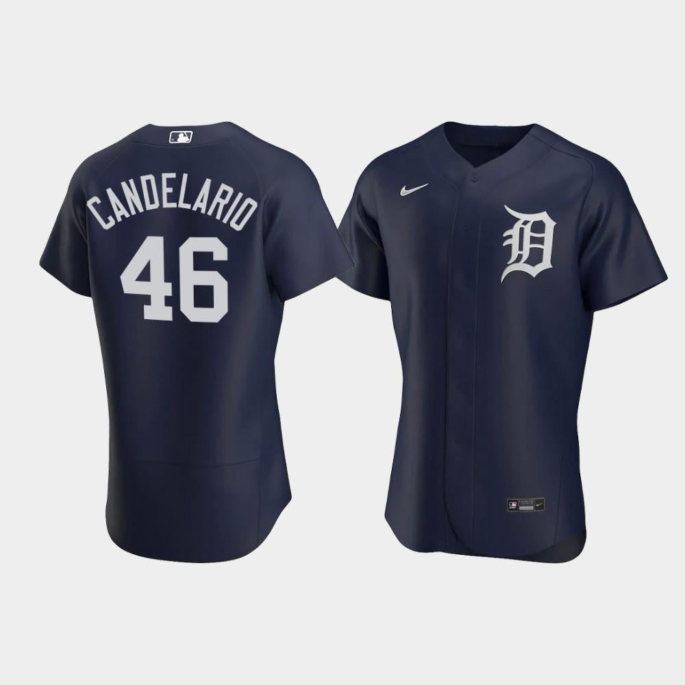 Jeimer Candelario 46 Detroit Tigers Team Logo Navy Alternate Jersey Jersey