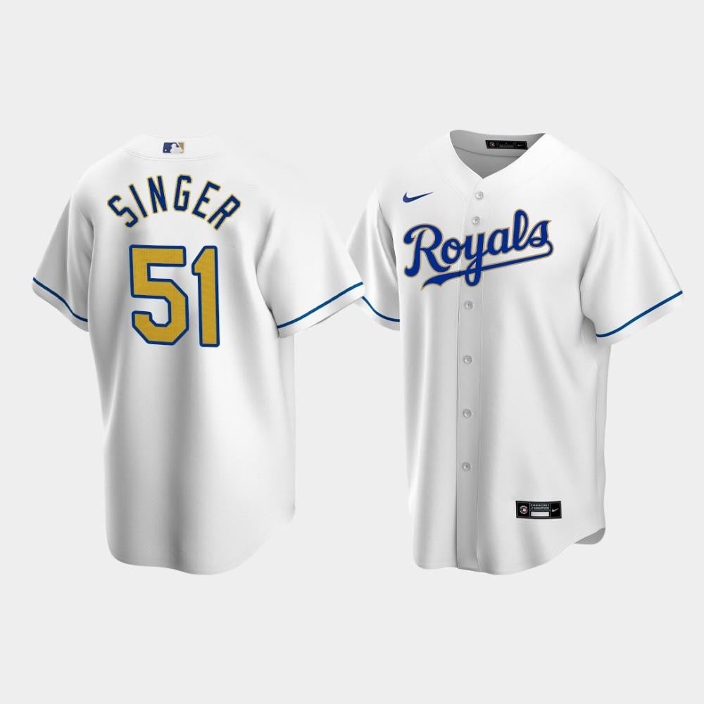 Men's Kansas City Royals Brady Singer 51 White Home Cool Base Jersey Jersey