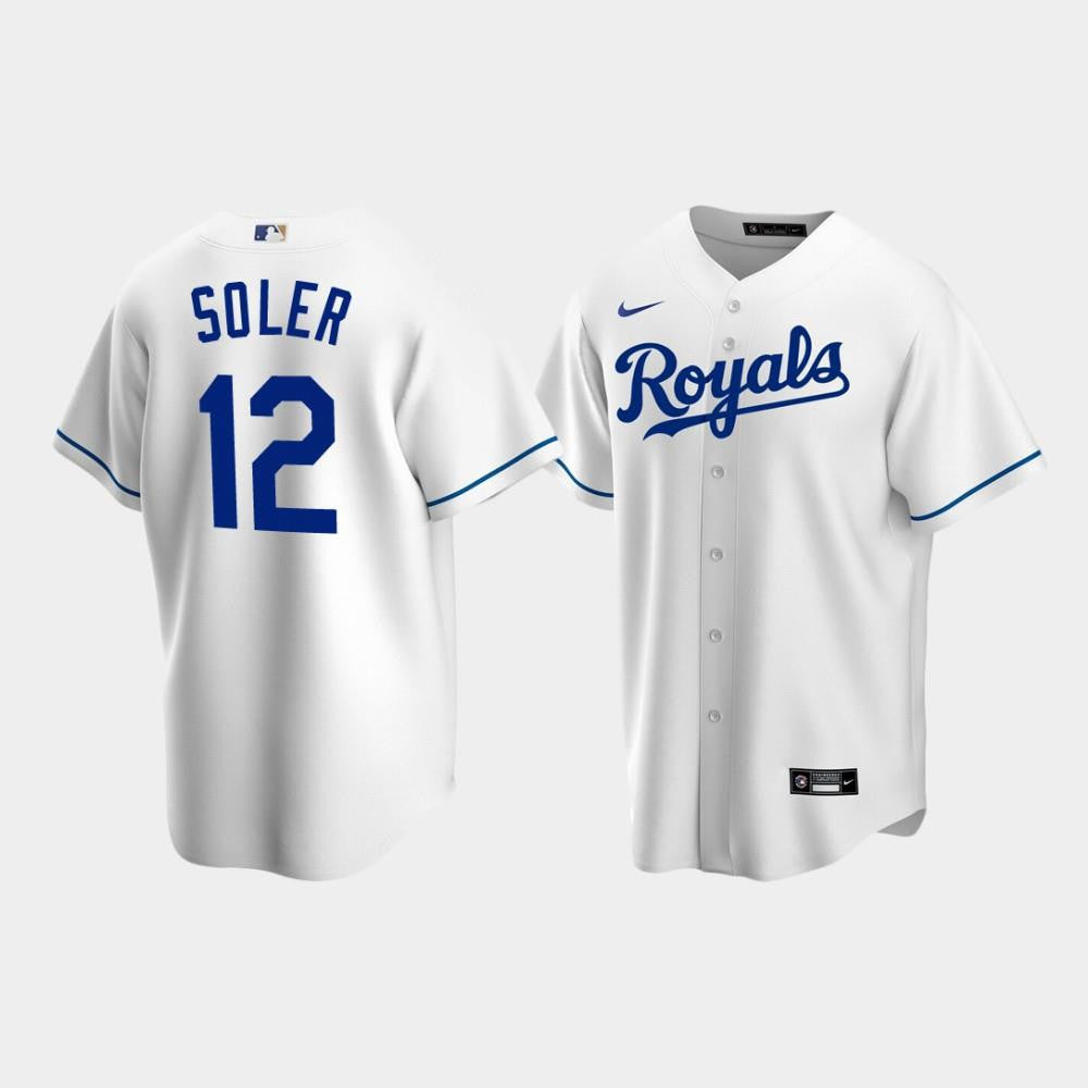 Men's Kansas City Royals 12 Jorge Soler White Home Jersey Jersey