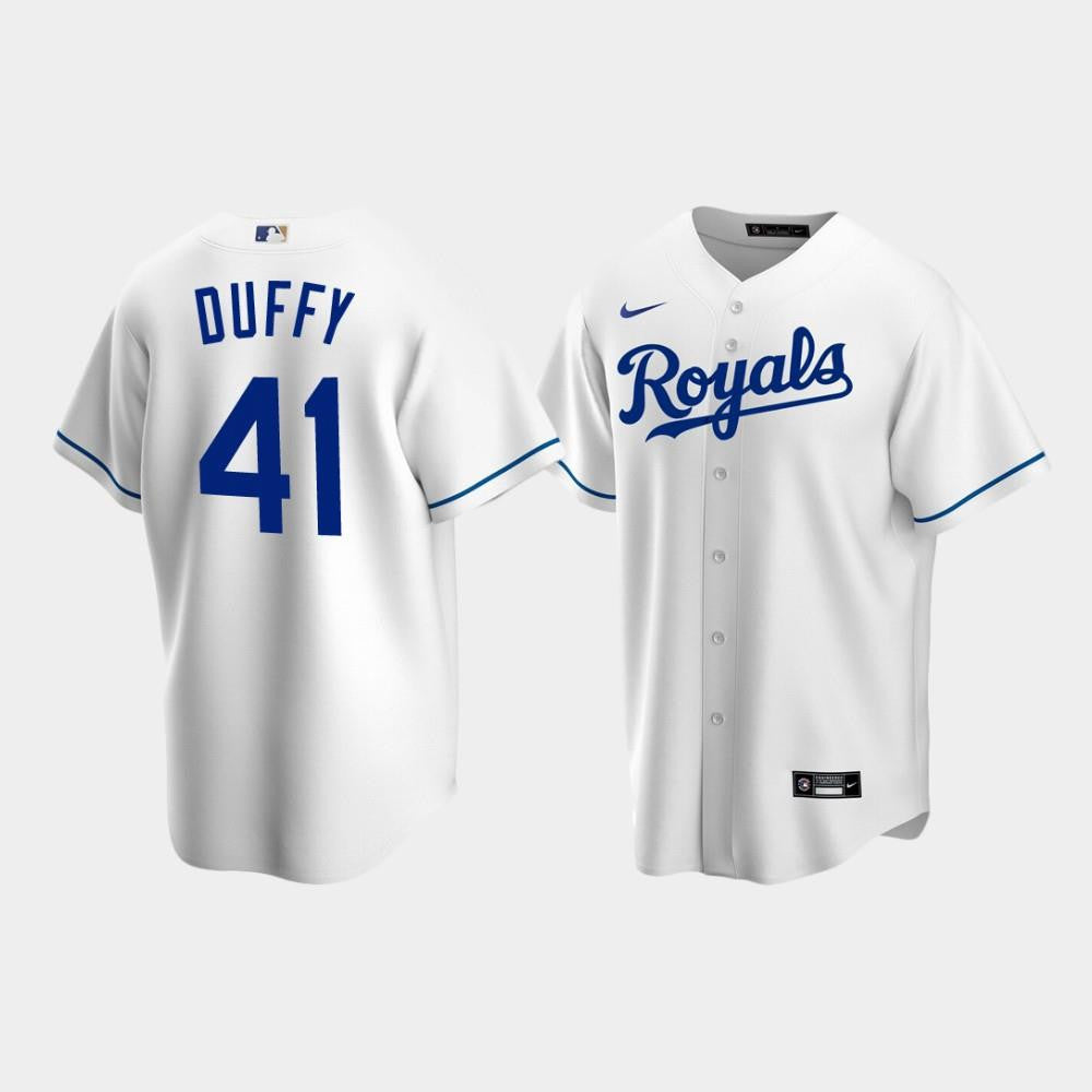 Men's Kansas City Royals 41 Danny Duffy White Home Jersey Jersey