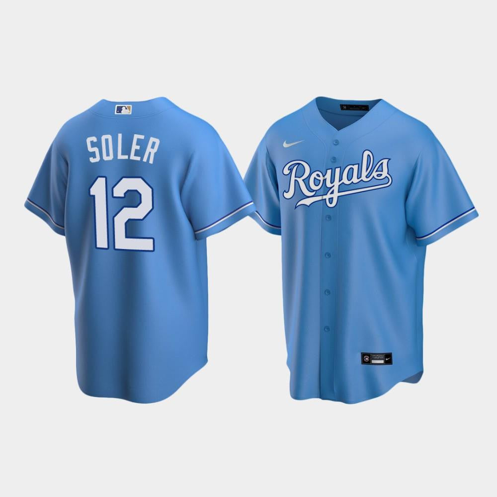 Men's Kansas City Royals 12 Jorge Soler Light Blue Alternate Jersey Jersey