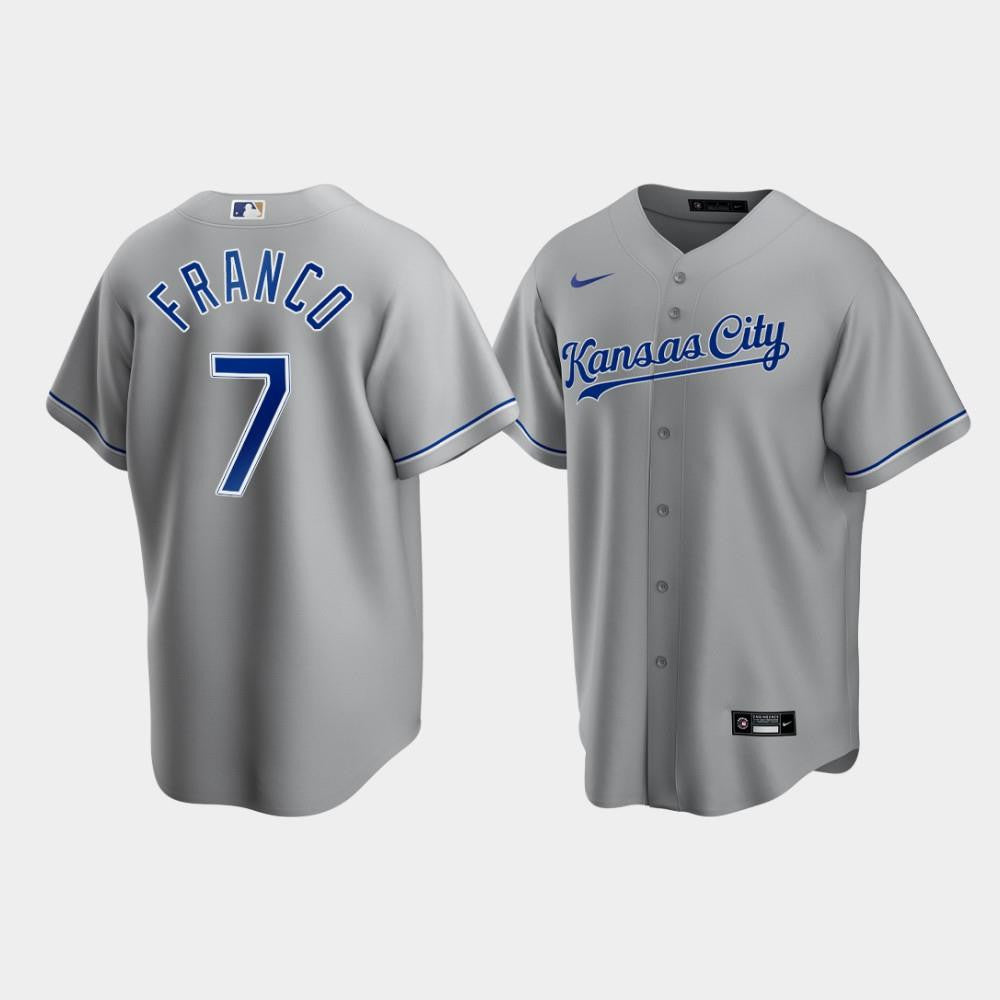 Men's Kansas City Royals Maikel Franco 7 Gray Road Cool Base Jersey Jersey
