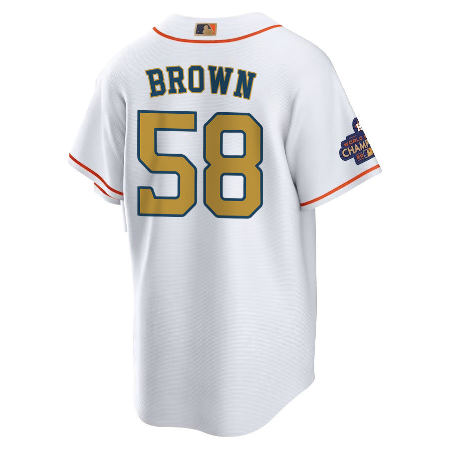Hunter Brown 58 Houston Astros 2023 Men Jersey - White/Gold