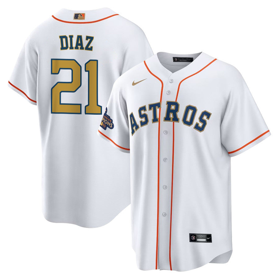 Yainer Diaz 21 Houston Astros 2023 Men Jersey - White/Gold