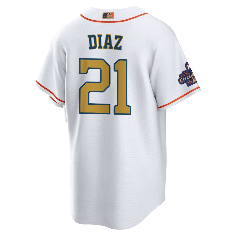 Yainer Diaz 21 Houston Astros 2023 Men Jersey - White/Gold