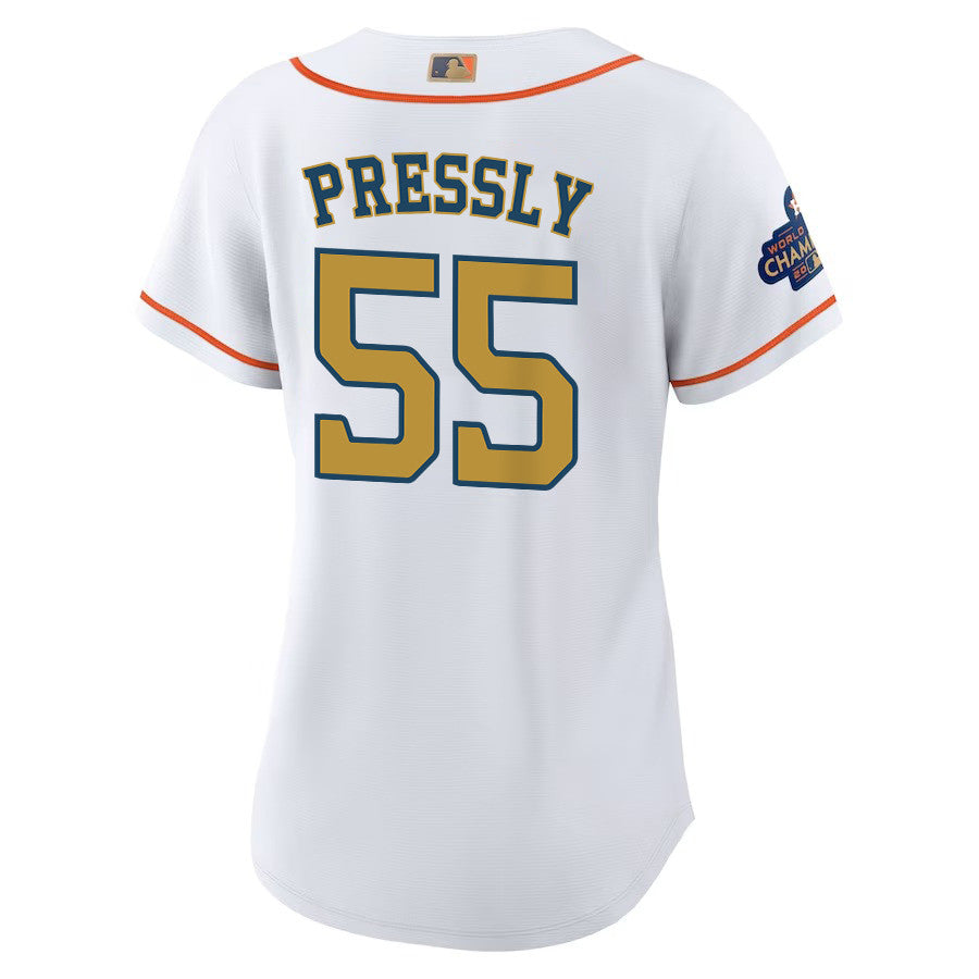 Ryan Pressly 55 Houston Astros 2023 Women Jersey - White/Gold