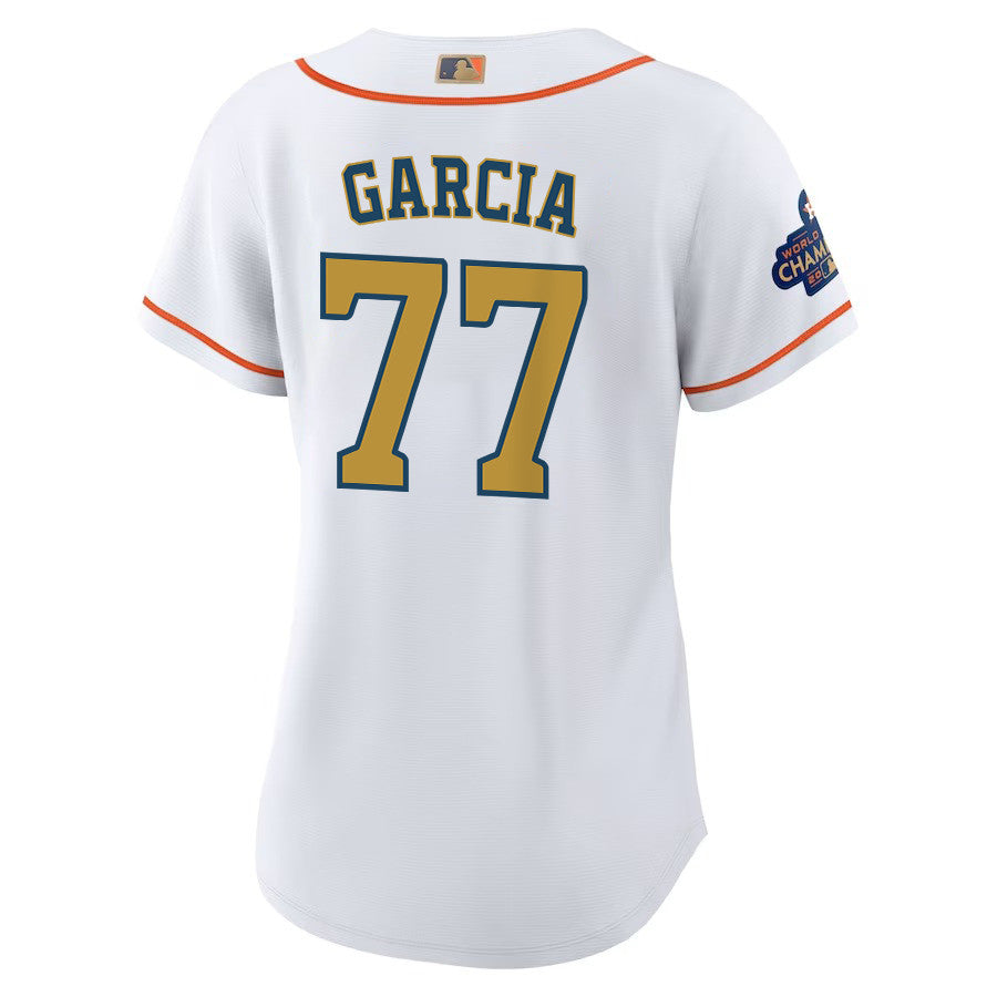 Luis Garcia 77 Houston Astros 2023 Women Jersey - White/Gold
